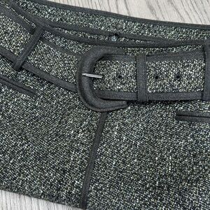 Per Se Deep Olive Tweed Skirt with Belt - Size 12
